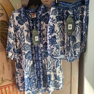 FARM Rio Blue and White Men Shorts set